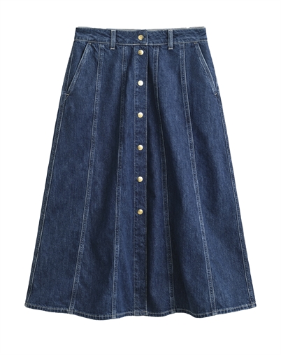 Gant - Flared Denim Nederdel - Dark Blue Worn In 